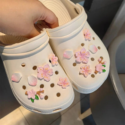 Purple Flowers Shoe Charms Designer DIY Cute Shoes Decaration Party Accessories Clogs Kid Boy Women Girls Gifts Good Vibrations