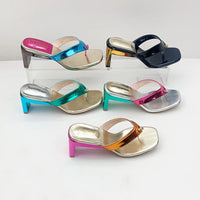 New Summer Style European and American Style Thong Sandals - Fashionable Women's Square Toe Plus Size Chunky High Heel Slippers Good Vibrations