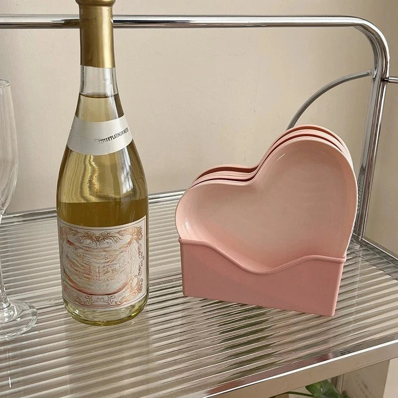 Minimally Designed Ins Heart-shaped Plates Cake Snacks Heart-shaped Plates Plastic Modern Bone Spitting Fruit Small Plates Good Vibrations