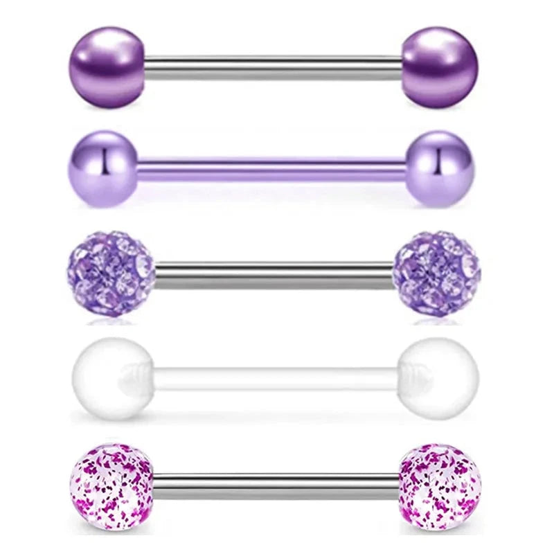 5PCS Acrylic Tongue Piercing Barbell Set Stainless Steel Glitter Tongue Rings Lot 14G Nipple Piercing Bar Bulk Piercing Langue Good Vibrations Adult Super Store