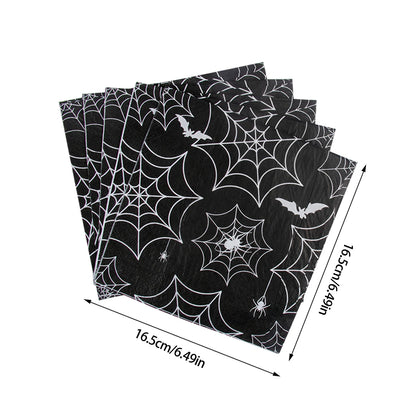 Halloween Party Spider Web Disposable Tableware Black Paper Plates Cups Napkins Halloween Party Home Decorations Supplies Good Vibrations