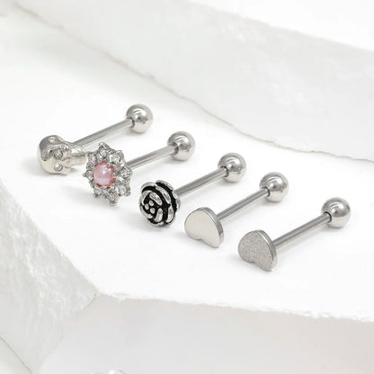 14G Stainless Steel Tongue Rings Straight Barbells Heart Shape Skull Shape Rose Shape Tongue Piercing Jewelry Good Vibrations Adult Super Store