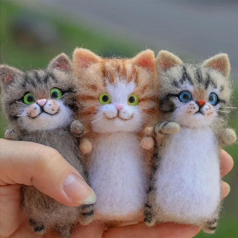 Cute and Interesting handmade toys DIY wool felt cat kits unfinished plush doll poking music toy gift Non-finished product Good Vibrations