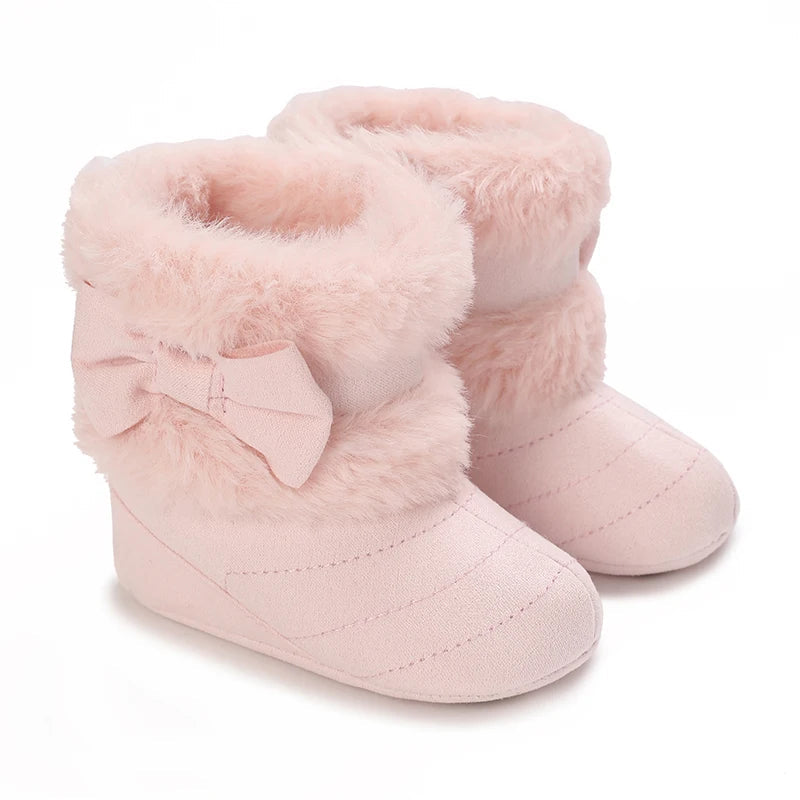 Baby Autumn/Winter Pink Snow Boots 0-18M Girl Baby Warm Cotton Shoes Solid Color First Walking Shoes Children's Shoes Good Vibrations