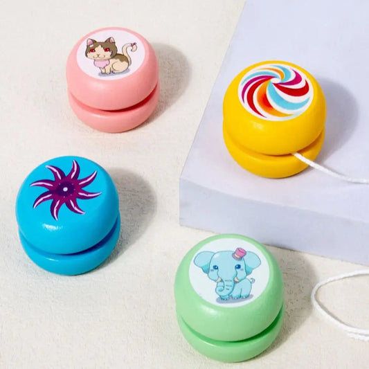 Fashion Wooden 2A Yoyo Toy Brainstorming Beginner Yoyo Ball Concentration Cartoon Nostalgic Toys Children Good Vibrations