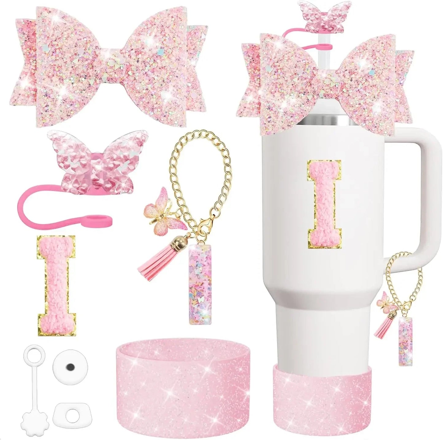 8PCS Cup Accessories Set for Stanley 30oz 40oz Tumbler Straw Topper Cover Cap Boot,Spill Proof Stopper Charm Initials Sticker Good Vibrations Adult Super Store
