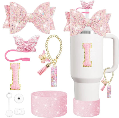8PCS Cup Accessories Set for Stanley 30oz 40oz Tumbler Straw Topper Cover Cap Boot,Spill Proof Stopper Charm Initials Sticker Good Vibrations Adult Super Store