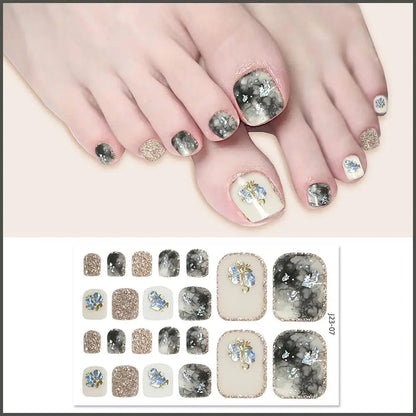 Nail Polish Film Toenail Stickers Solid Color Glitter Toe Nail Art Sticker DIY Waterproof Adhesive Nail Wraps Decals Decors Good Vibrations