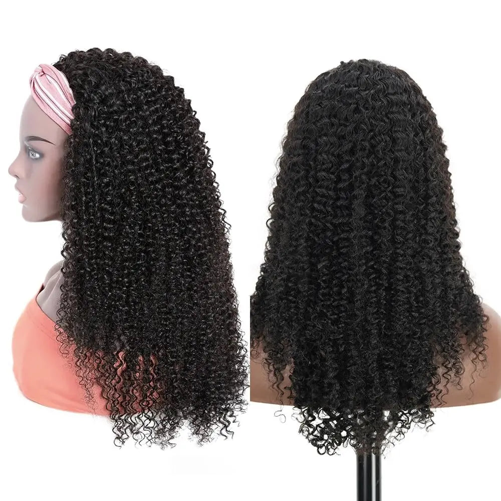 YAVIDA Curly Headband Wig Human Hair 10-24 Curly Hair Headband Wig Indian Virgin Machine Made  Human Hair Wigs With Headband Good Vibrations