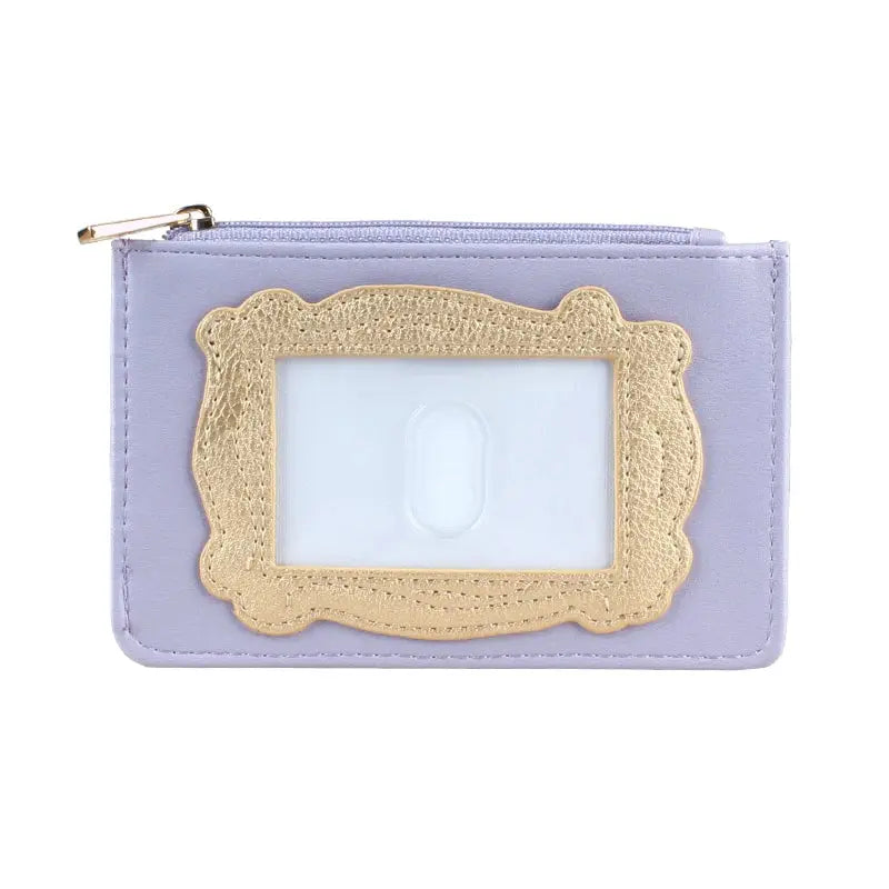 Slim & Stylish Women's Light Purple PU Coin Purse with Golden-Tone Accent - Ultra-Thin Wallet Good Vibrations