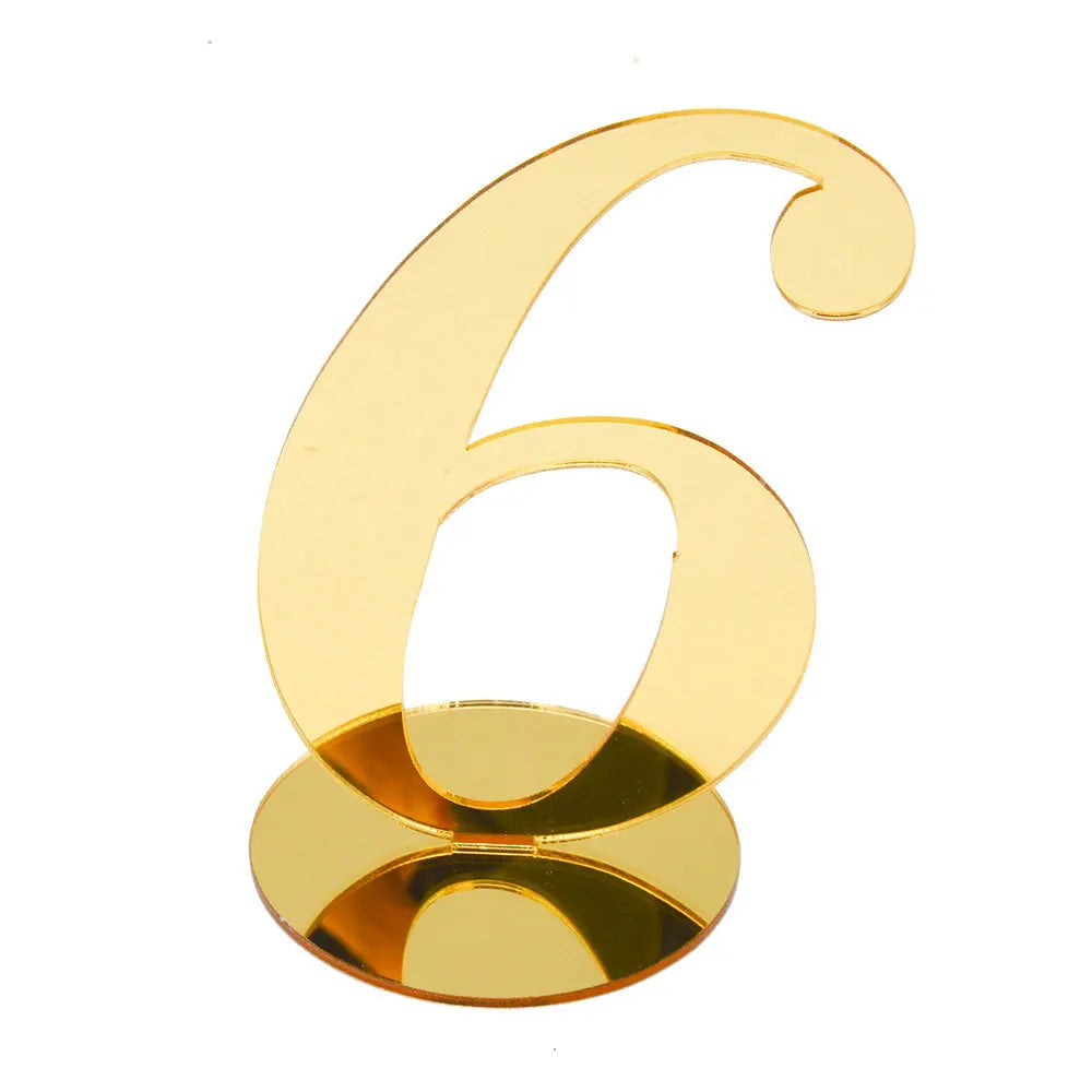 1PC Gold Silver Table Number with Holder Elegant Mirror Table Number Sign Seat Card For Wedding Birthday Party Anniversary Event Good Vibrations