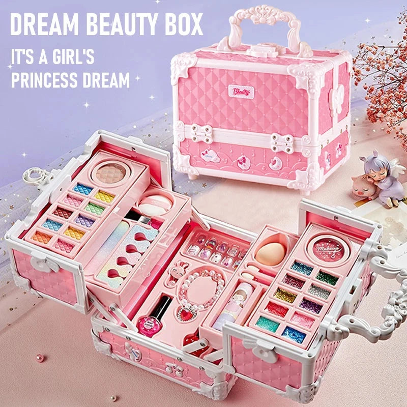Kids Makeup Kit for Little Girls 49 Pcs Washable Makeup Kit Kids Real Girls Makeup Kit with Cosmetic Case ，Birthday Gifts Good Vibrations