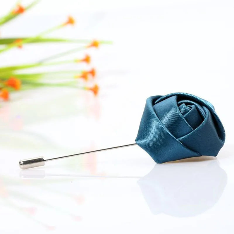 Men Boutonnieres for Wedding Groom Corsage Lapel Pins Ribbon Roses Flower Mensuit Buttonhole Brooch Marriage Accessories Good Vibrations