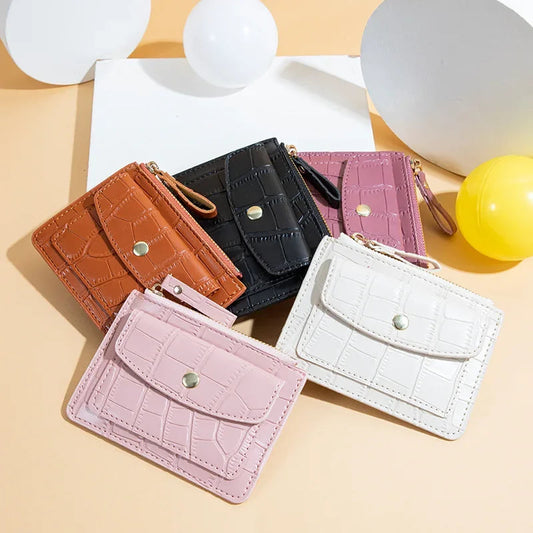 Pu Leather Mini Coin Purse for Women Stone Pattern  Girl Cute Zipper ID Bus Card Wallet Women Lady Money Wallet Key Case Bags Good Vibrations
