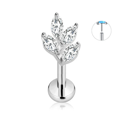 ASTM F136 G23 Titanium Flower Petals Star Heart Butterfly Threadless Piercing Pin Push in Labret Daith Conch Earring 16G 18G 20G Good Vibrations