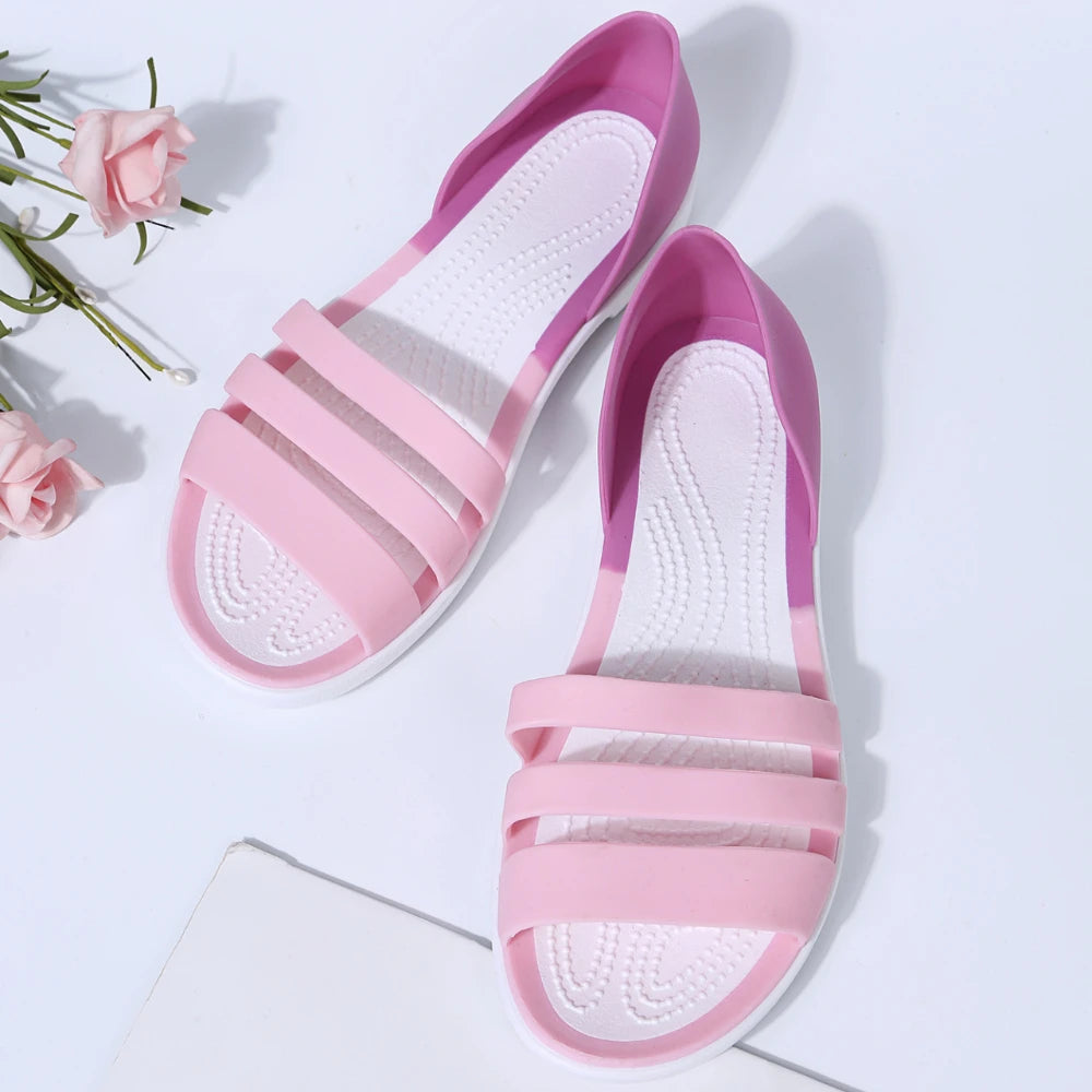 Sandals Women Summer Shoes Flat Slides Women High Quality Sandals Ladies Designers Trend Versatile Outdoor Flat Beach Sandals Good Vibrations