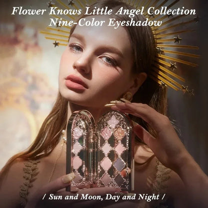 Little Angel Flower Knows Eyeshadow Palette Eye Glitter Make Up Palette Long Lasting 9 Color Eye Shadow For Girl And Women Good Vibrations