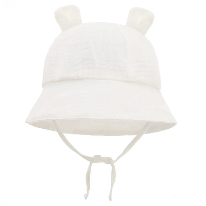 Hot Sell Soft Cotton Baby Bucket Hat Cute Ear Baby Girl Boys Hat Summer Autumn Kids Sun Panama Hat Outdoor Caps For 3-12 Months Good Vibrations