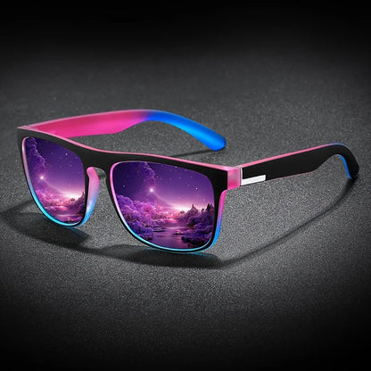 Sporty Square Fashion Glasses for Men and Women,Anti-Reflective PC LensesComposite Frame,Ideal for Cycling, Driving,Beach Travel Good Vibrations