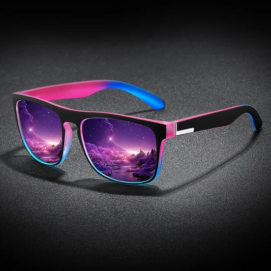 Sporty Square Fashion Glasses for Men and Women,Anti-Reflective PC LensesComposite Frame,Ideal for Cycling, Driving,Beach Travel Good Vibrations