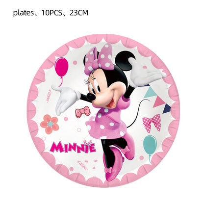Minnie Mouse Birthday Decoration Disposable Cups Plates Tablecloth Cake Latex Balloon Baby Shower Kids Girls Party Supplies Good Vibrations