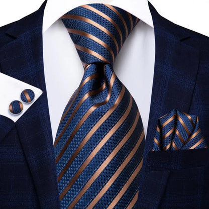 Hi-Tie Navy Blue Solid Paisley Silk Wedding Tie For Men Hanky Cufflink Mens Necktie Set Business Party New Design Dropshipping Good Vibrations
