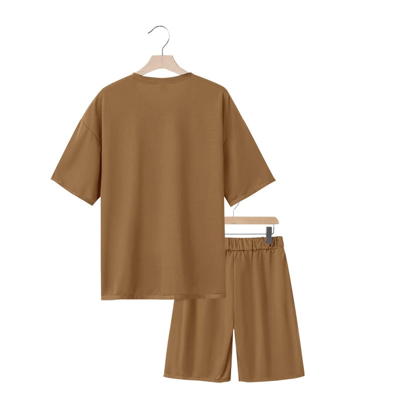 Men's Two-Piece Clothing Set, Loose Round-Neck T-Shirt and Shorts Set, Casual Sportswear, Perfect for Summer Good Vibrations