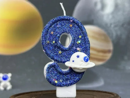 Number Birthday Candles Cake Party Decoration Birthday Candles Planet Universe Blue Boys and Girls Number0-9 Star Blue Party