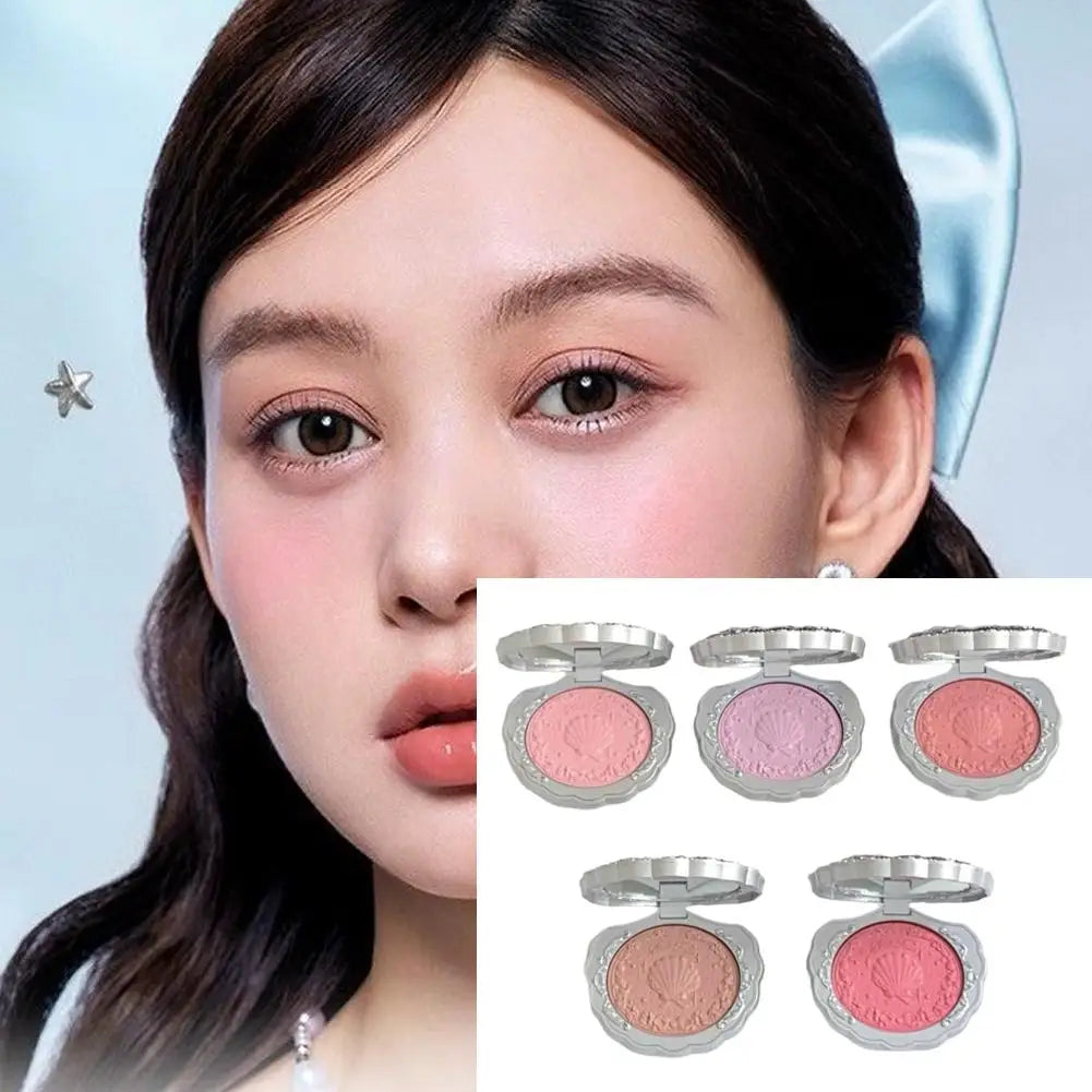 Flower Knows Pearl Shell Shape Velvet Embossed Blush Matte Finish Buildable Blendable Powder Blush For Cheeks For All Skin Tones Good Vibrations