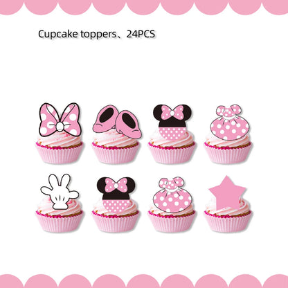 Minnie Mouse Birthday Decoration Disposable Cups Plates Tablecloth Cake Latex Balloon Baby Shower Kids Girls Party Supplies Good Vibrations