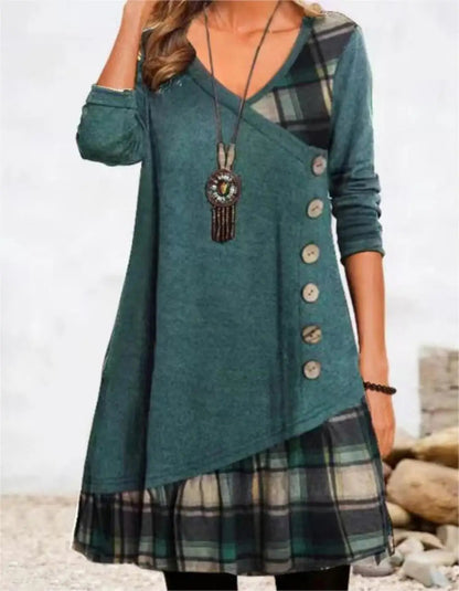 Dresses for Women European and American autumn and Winter Elegant Everyday Loose Party Dress Buttons Long Sleeve Dress Good Vibrations