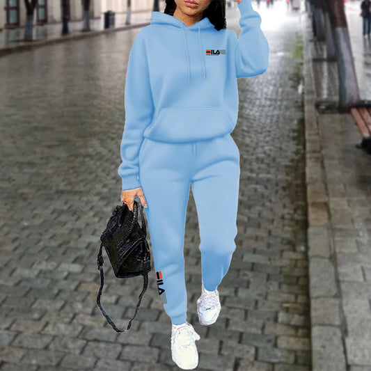 Women's Tracksuit Hoodies Trousers 2PCS Suit Winter Sports Jogging Outfits Fashion Street Designer Clothes for Women Pants Set Good Vibrations