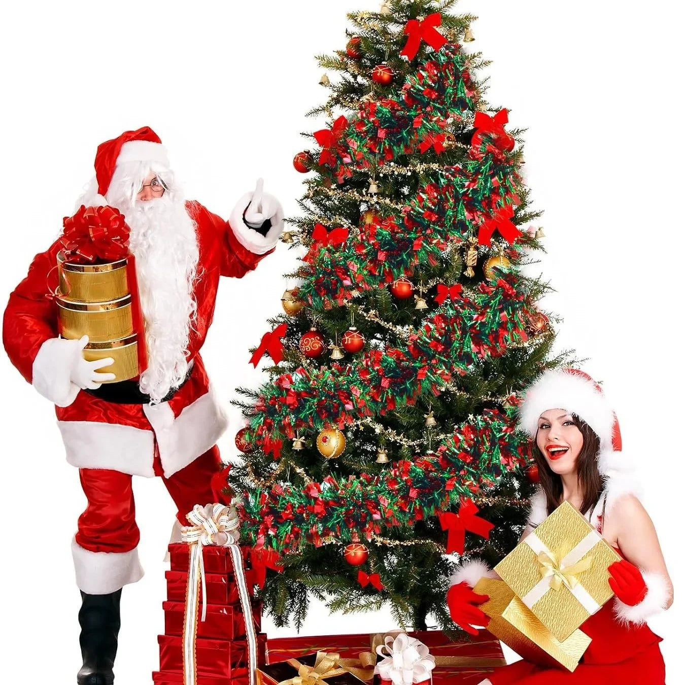 2M Merry Christmas Decorations Strip Ribbon Christmas Tree Ornament Bears Gingerbread People Snowmen New Year Supplies Red Green Good Vibrations