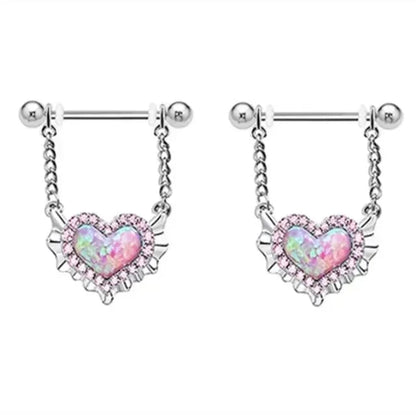 1Pair Green Butterfly Nipple Piercing Jewelry 14G Pink Heart Nipple Rings for Women Flower Nipple Piercing Barbell Pezon Mujer Good Vibrations Adult Super Store