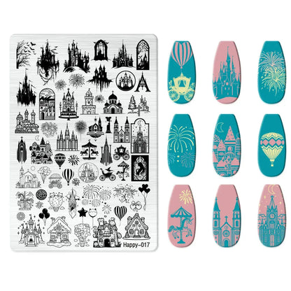 Halloween Series Celebration Nail Stamping Plate Cute Skull Pattern DIY Nail Art Image Stamp Stamper Manicure Template Good Vibrations