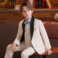 Classic Boy's Suit Set Sequin Suit Jacket Vest Pants Set Tuxedo For Boys Flower Boy Mini Suit Evening Party Wedding Suit For Boy Good Vibrations