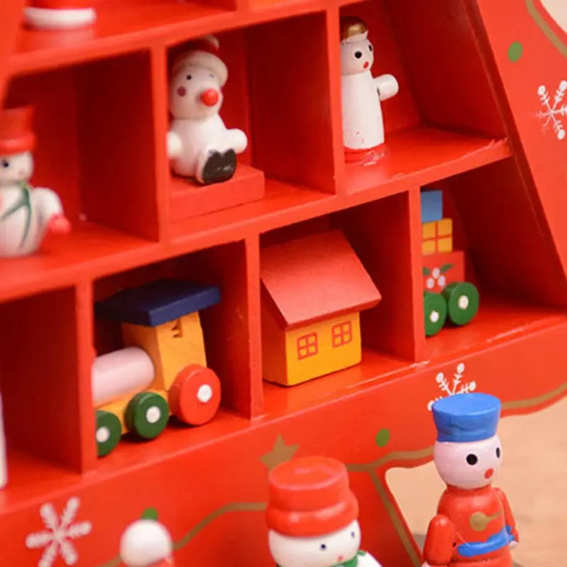 1PC Wooden Christmas Tree Creative Scene Layout Ornaments 3D Red Xmas Table Desktop Decoration Christmas Supplies Good Vibrations