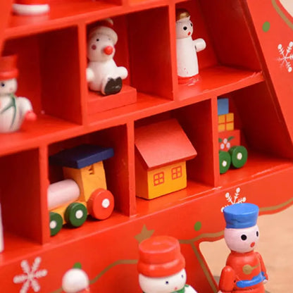 1PC Wooden Christmas Tree Creative Scene Layout Ornaments 3D Red Xmas Table Desktop Decoration Christmas Supplies Good Vibrations