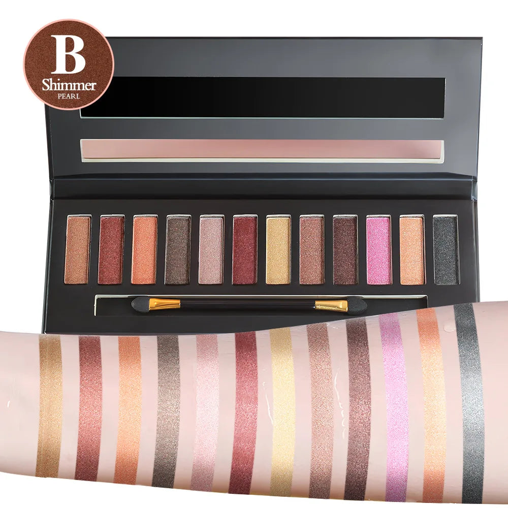 Fit Coiors 12 Color Eyeshadow Series--Best Pro Matte Pearlescent Highlight Eyeshadow Palette Makeup For Women Good Vibrations