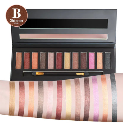 Fit Coiors 12 Color Eyeshadow Series--Best Pro Matte Pearlescent Highlight Eyeshadow Palette Makeup For Women Good Vibrations