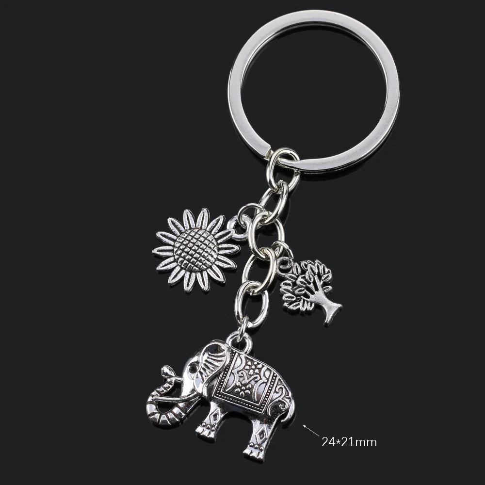 Fashion Animal Women Keychain Car Moon Cat Dog Love Heart Key Chain Friends Gift Jewelry Bag Pendant Wing Evil Eye Angel Turtles Good Vibrations