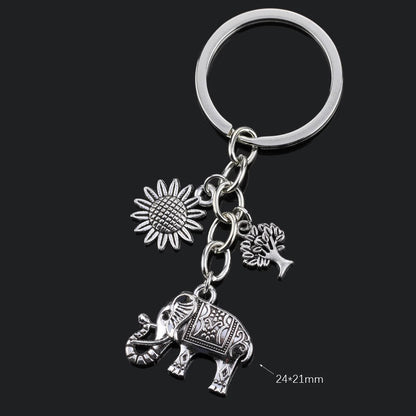 Fashion Animal Women Keychain Car Moon Cat Dog Love Heart Key Chain Friends Gift Jewelry Bag Pendant Wing Evil Eye Angel Turtles Good Vibrations