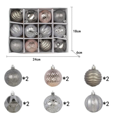 12PCS High-quality Plastic Christmas Ball Set 6CM Suspensable Xmas Ornament Ball 6 Colors Xmas Baubles Scene Supplies Good Vibrations