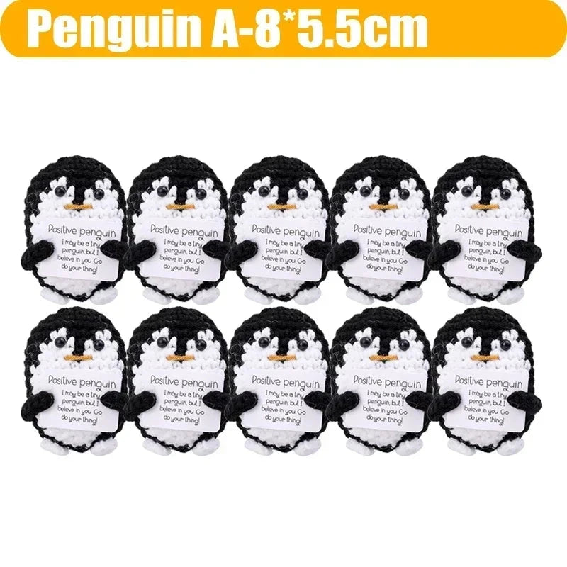 Positive Energy Handmade Plush Wool Knitting Shark Potatoes Doll Emotional Support Hug Pocket with Card Creative Festivals Gift Good Vibrations