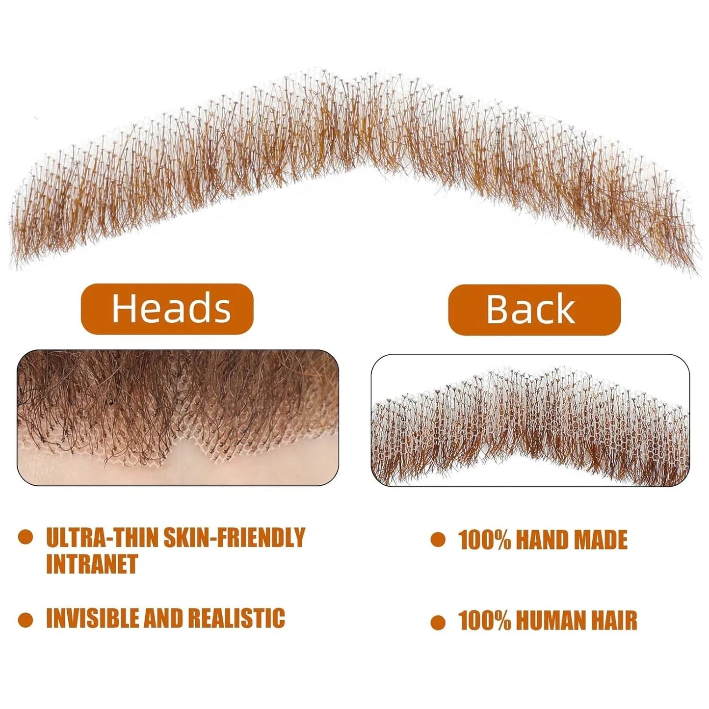 Wigundle Man's Beard Hand Made Real Hair Fake Beard Mustache Fancy Synthetic Invisible for Makeup Fake Hair Cospaly Party Tools Good Vibrations
