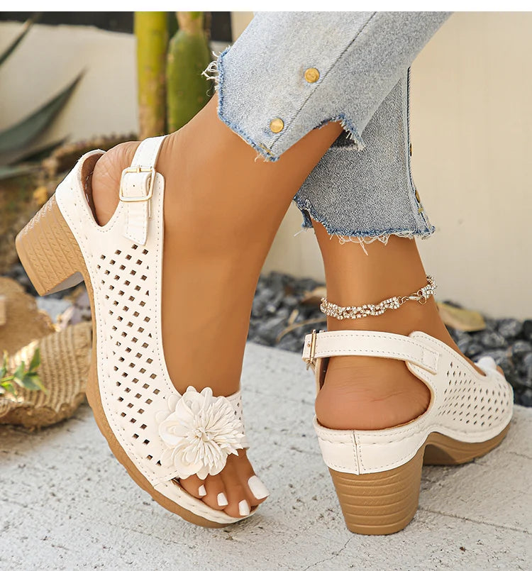 Women's Sandals Sweet Heels Sandals Summer Woman Shoes Fashion Heeled Sandalias Mujer Elegant Shoes Summer Footwear Women 2025 Good Vibrations