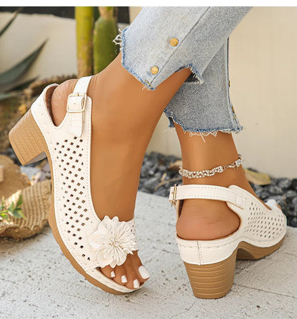 Women's Sandals Sweet Heels Sandals Summer Woman Shoes Fashion Heeled Sandalias Mujer Elegant Shoes Summer Footwear Women 2025 Good Vibrations
