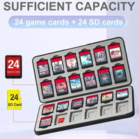 Switch Game Holder Case with 24 Cartridge Slots and 24 Micro SD Card Storage Portable Game Organizer Travel Switch Accessories Good Vibrations