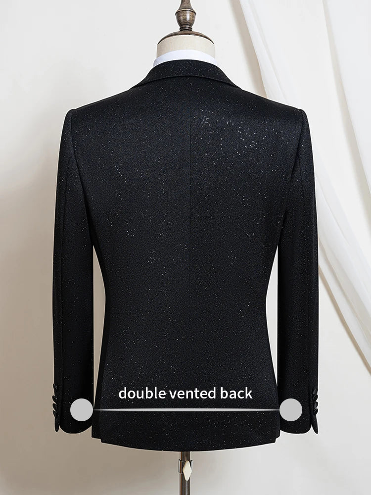 Luxury man suits high quality 3 pieces littering rhinestone embellishment Wedding Dress Shining flash diamond Tuxedo Dinner Suit Good Vibrations