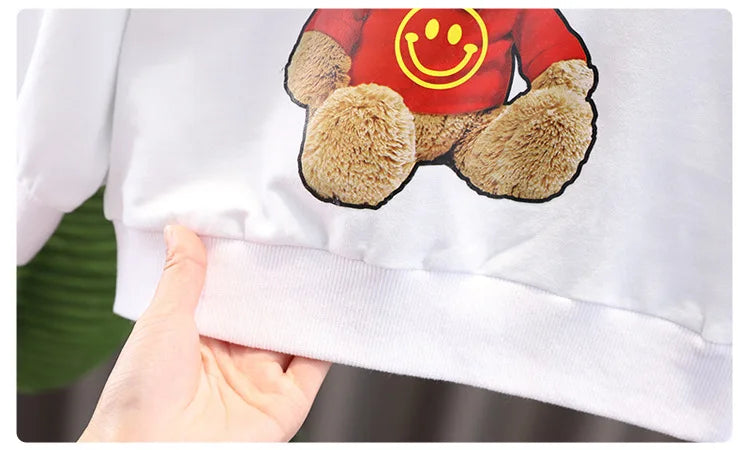 Baby Clothes 2025 New Children's Little Bear Long Sleeve Set Boys and Girls' Letter Sweater Pants Two Piece Set Simple Sportswea Good Vibrations